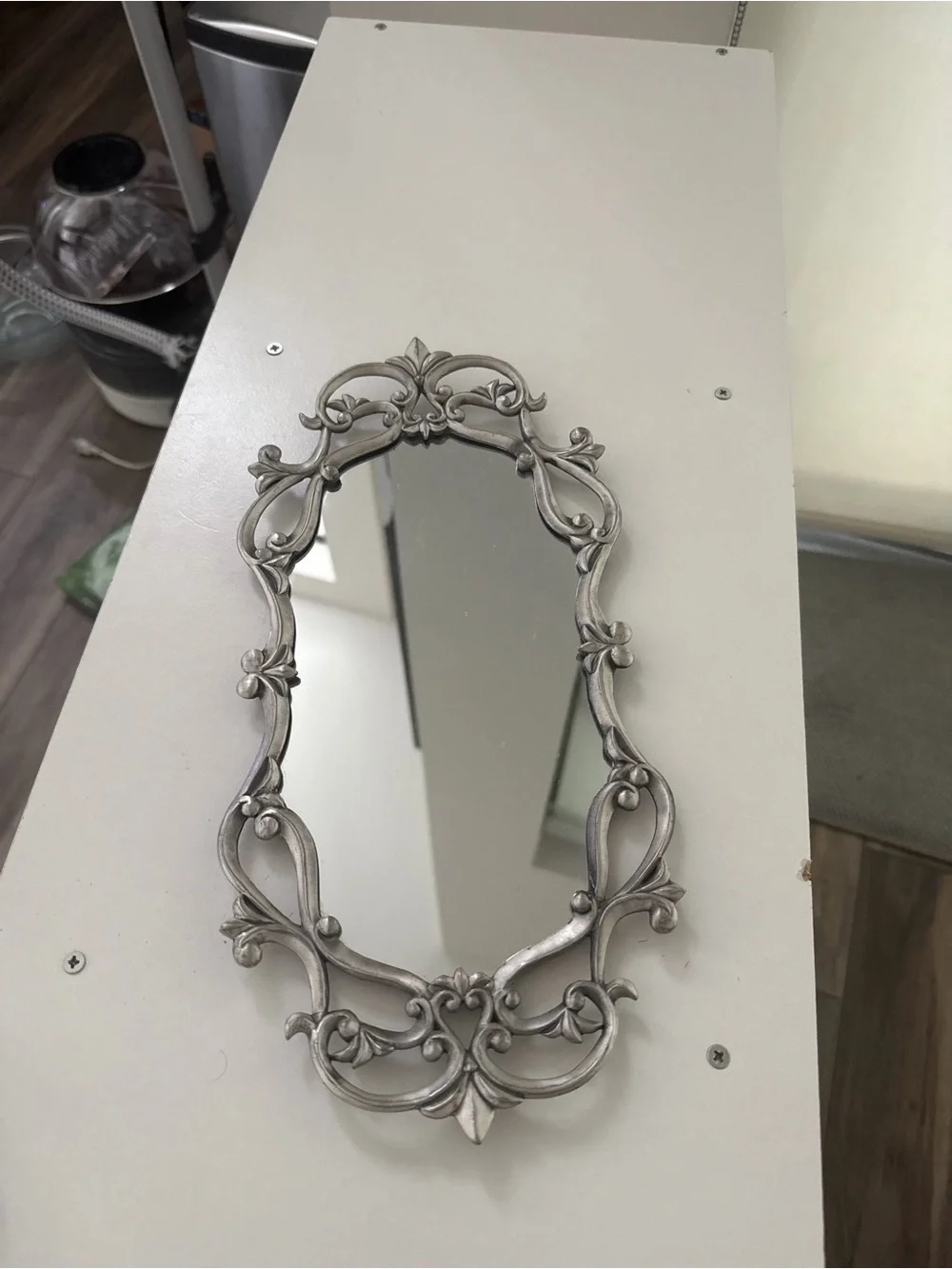 Ornate Silver Wall Mirror - Elegant Home Wall Decor Heavy